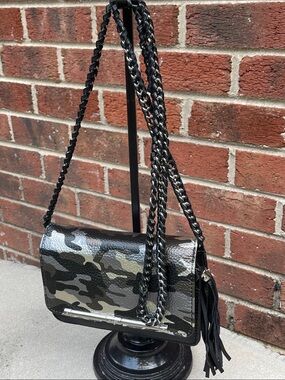 Aimee Kestenburg Leather Camouflage Crossbody Bag with Chain Strap
